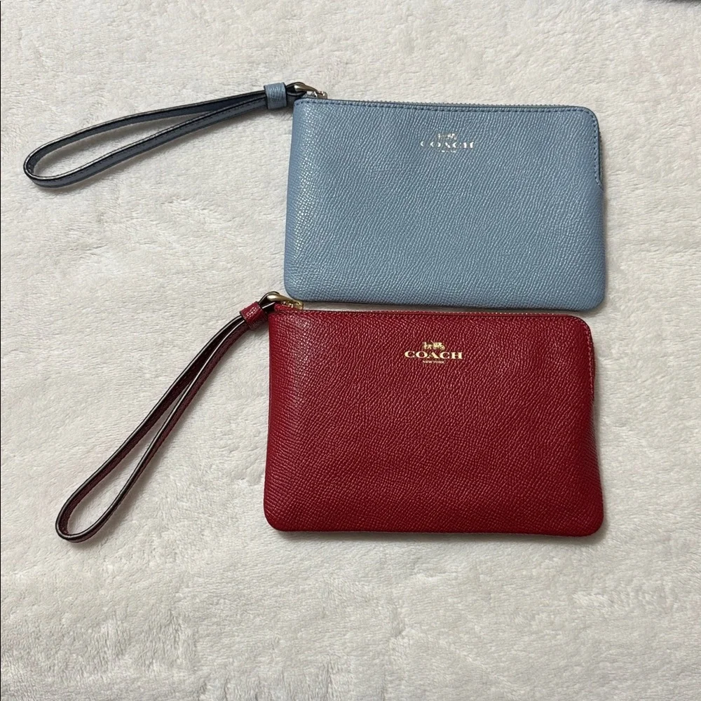 Coach Red and blue Leather Wristlet Duo